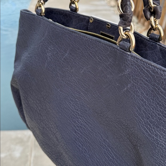 Fendi Navy Gold Mia large textured Leather Women's Bag - Picture 4 of 16